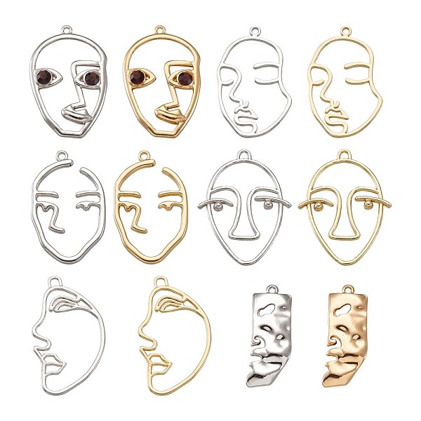 

PandaHall Alloy Pendants, Long-Lasting Plated, Face, Platinum & Golden, 24pcs/box Alloy Others