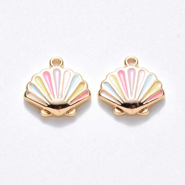

PandaHall Brass Enamel Charms, Nickel Free, Scallop Shape, Real 18K Gold Plated, Colorful, 10x10.5x2.5mm, Hole: 0.8mm Brass+Enamel Shell...