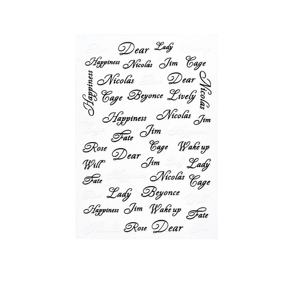 

PandaHall Nail Art Stickers Decals, Self Adhesive, for Nail Tips Decorations, Word Pattern, Word, 93x64mm Paper Word Black