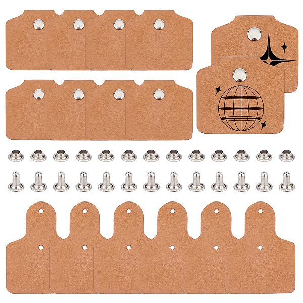 

PandaHall Leather Clothing Blank Labels, with Rivets, Rectangle, Blanched Almond, 5x3.75x0.24cm, Hole: 3.5mm Leather Rectangle