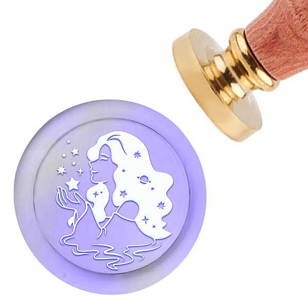 PandaHall Brass Wax Seal Stamp with Handle, for DIY Scrapbooking, Mermaid Pattern, 3.5x1.18 inch(8.9x3cm) Brass Mermaid
