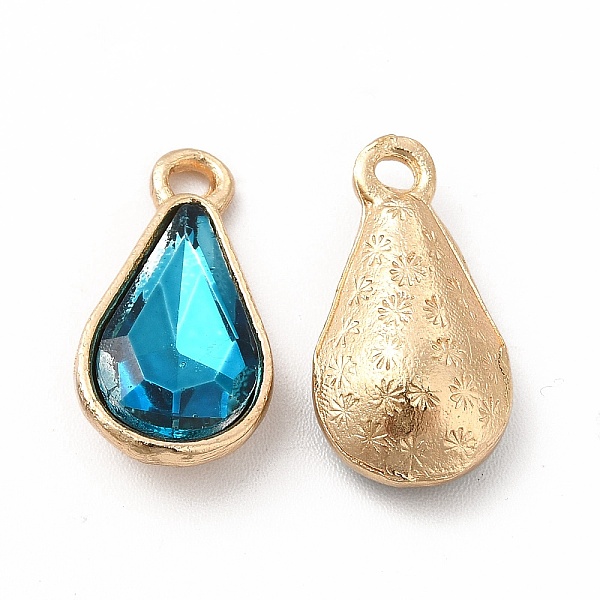 

PandaHall Faceted Glass Rhinestone Pendants, with Golden Zinc Alloy Setting, Teardrop Charm, Indicolite, 18x9.5x5.5mm, Hole: 1.5mm..., Blue