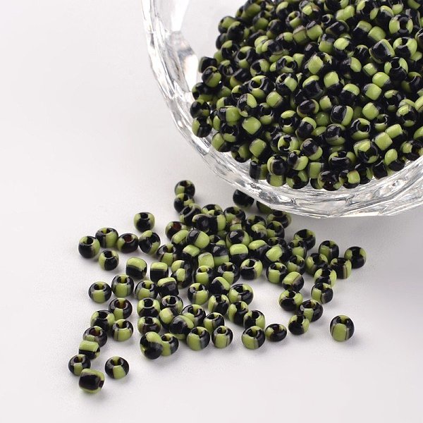 

PandaHall 8/0 Opaque Colours Seep Glass Beads, Round Seed Beads, Black, 2.5~3x2~3mm, Hole: 0.8mm, about 15000pcs/450g Glass Black