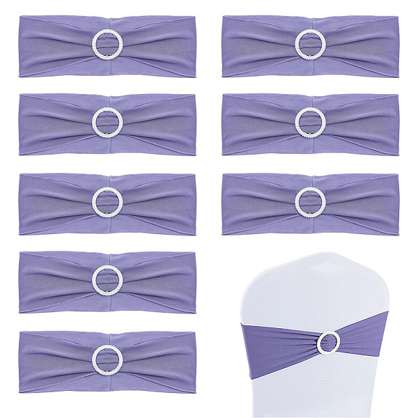 

PandaHall AHANDMAKER 10 Pcs Chair Sashes Bands, Elastic Chair Cover Bands with Plastic Buckle Slider Polyester Stretch Chair Ties Bows for..., Purple