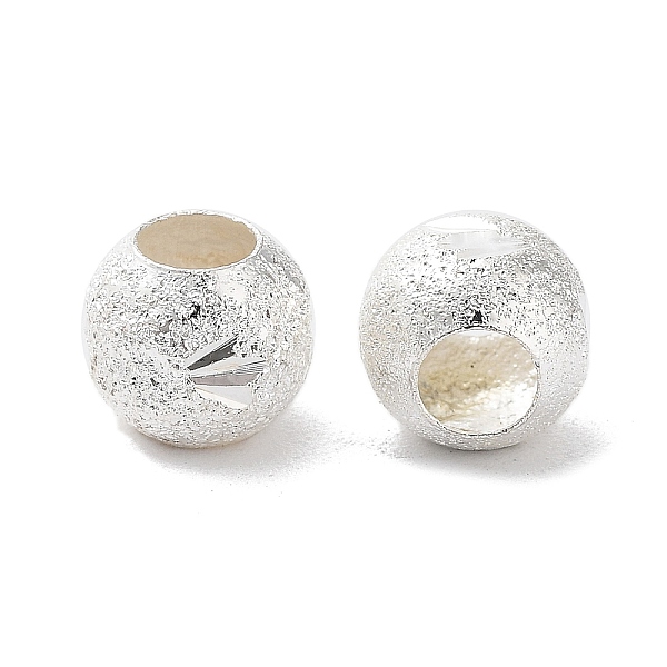 

PandaHall Textured Beads, Brass, Round, Silver, about 8mm in diameter, 6.8mm thick, hole: 3.8mm Brass Round