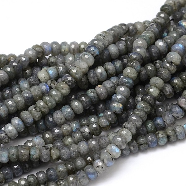 

PandaHall Natural Labradorite Rondelle Bead Strands, Faceted, 8x4~5mm, Hole: 1mm, about 89pcs/strand, 16 inch Labradorite Rondelle