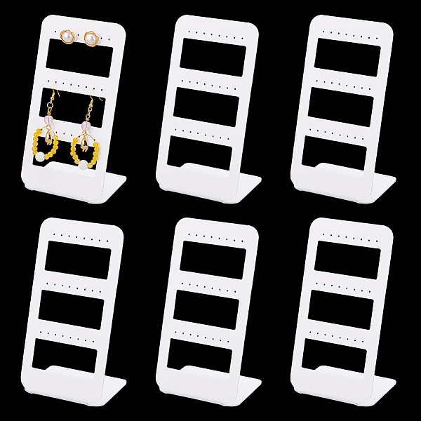 

PandaHall PH 6pcs Acrylic Earring Holder Stands 24 Hole 3 Layers Stud Earring Display Jewelry Organizer for Jewelry Dangling Slant Back..., White