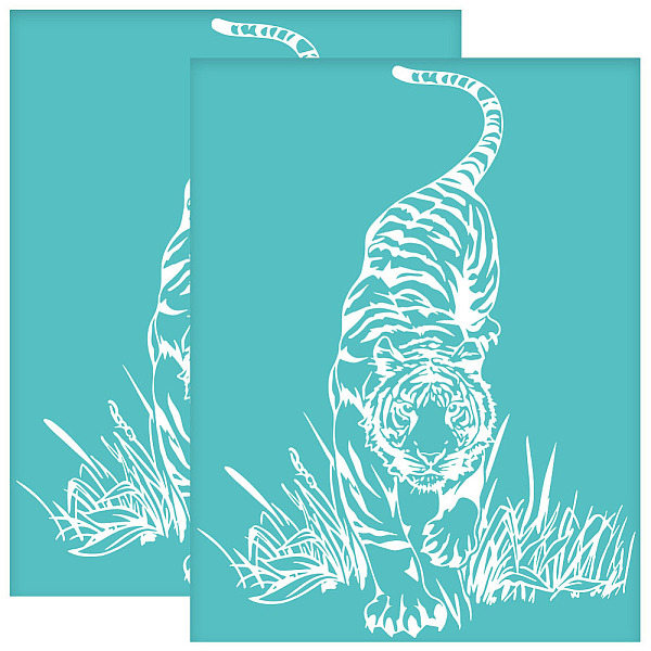 

PandaHall OLYCRAFT 2Pcs 8.6x11 Inch Tiger Self-Adhesive Silk Screen Printing Stencil Tiger with Grass Mesh Stencils Animal Theme Reusable...