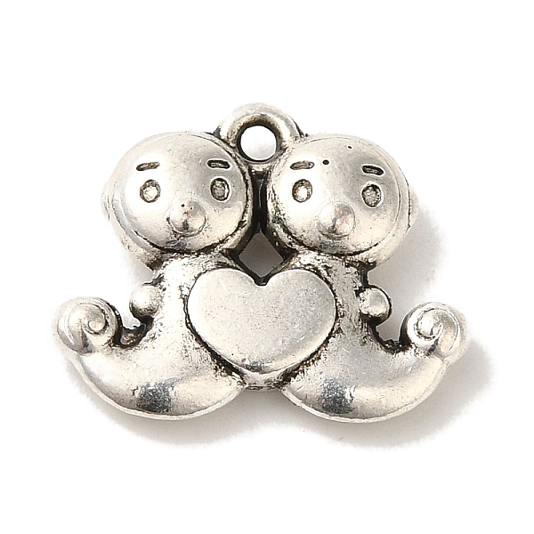 

PandaHall Tibetan Style Alloy Pendants, Cadmium Free & Lead Free, Twin Babies with Heart Charms, Antique Silver, 14x17x4mm, Hole: 1.4mm...