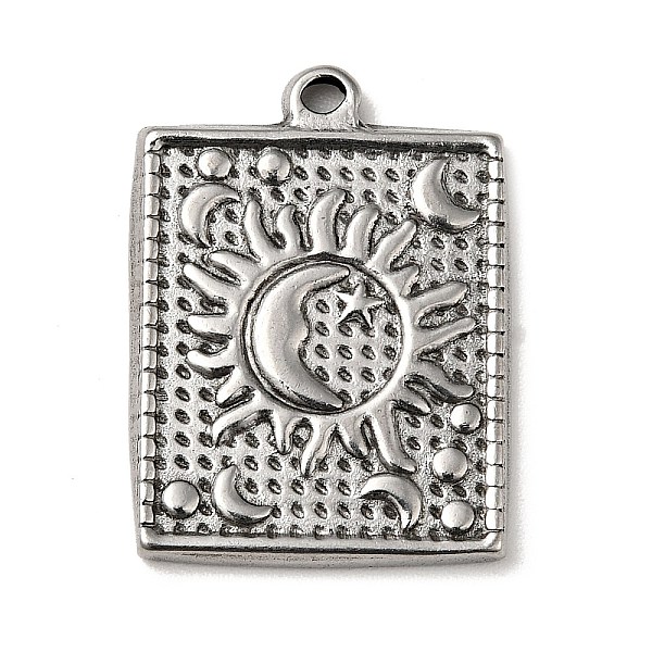 

PandaHall 304 Stainless Steel Pendants, Rectangle with Sun & Moon Pattern Charms, Antique Silver, 22.5x17x2mm, Hole: 1.5mm 304 Stainless...