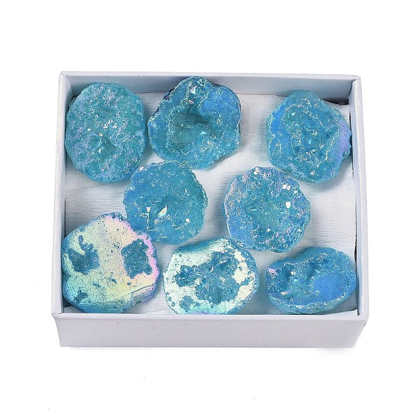 

PandaHall Natural Agate Geode Cornucopia Mineral Specimen, Raw Crystal Cluster, Healing Crystal Home Decor Gift, with Paper Box...