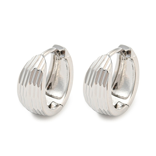

PandaHall Brass Grooved Hoop Earrings, Platinum, 14.5x6.5mm Brass