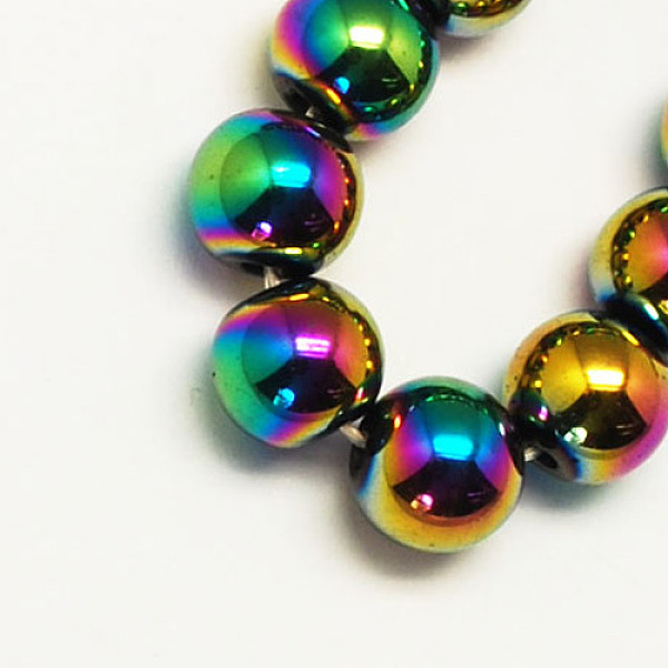 

PandaHall Non-Magnetic Synthetic Hematite Beads Strands, Color Plated, Grade A, Round, Colorful, 8mm, Hole: 1mm Non-magnetic Hematite Round