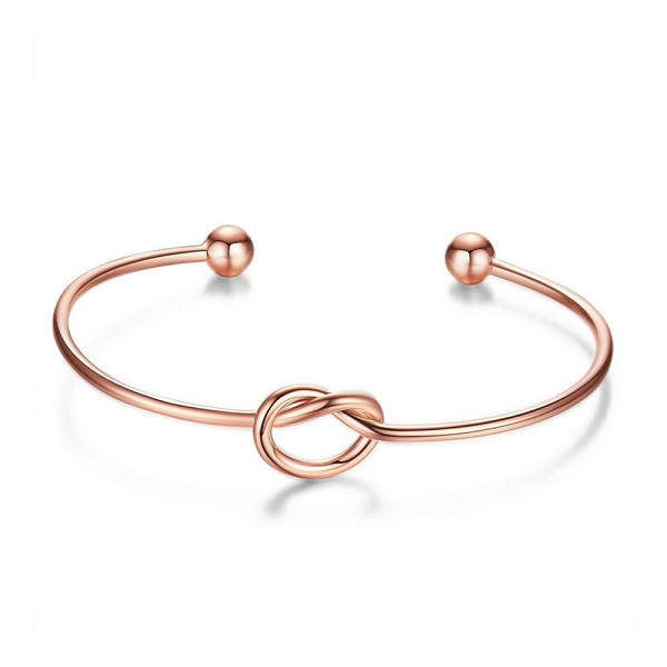 

PandaHall SHEGRACE 925 Sterling Silver Cuff Bangle, with Knot, Rose Gold, 6-7/8 inch(172mm) Sterling Silver