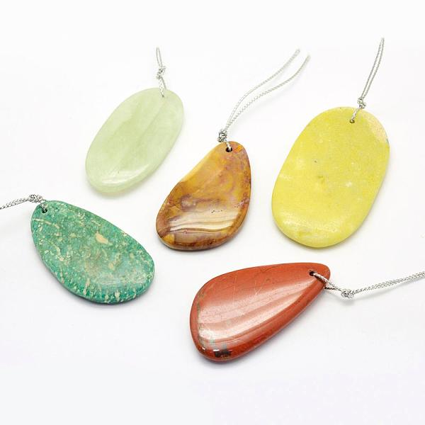 

PandaHall Natural Mixed Stone Pendants, Mixed Shapes, 30~66x18~52x3~14mm, Hole: 2mm Mixed Stone Mixed Shapes