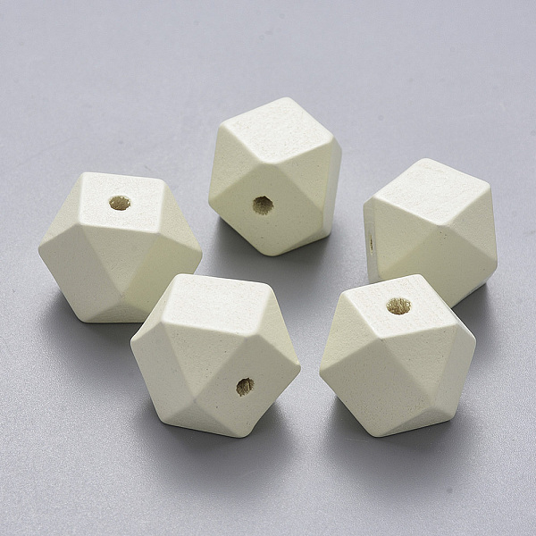 

PandaHall Painted Natural Wood Beads, Polygon, Creamy White, 15.5x16x16mm, Hole: 3.5mm Schima Wood Polygon