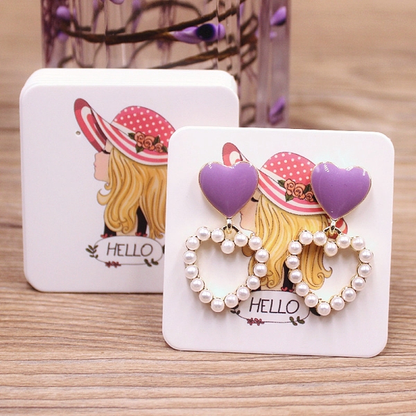 

PandaHall Square Paper Earring Display Cards, Jewelry Display Cards for Earring Storage, White, Women Pattern, 5x5x0.05cm, Hole: 0.8mm Paper...