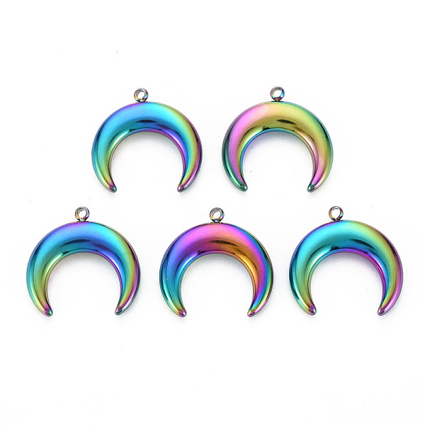 

PandaHall 201 Stainless Steel Pendants, Double Horn/Crescent Moon Pendant, Moon, Rainbow Color, 18.5x18.5x3.5mm, Hole: 1.4mm 201 Stainless...