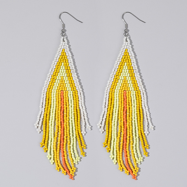 

PandaHall Bohemian Style Handmade Beaded Tassel Earrings for Women Glass