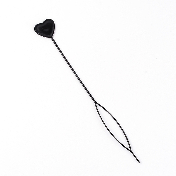 PandaHall Plastic Topsy Tail Hair Styling Braiding Tool, Hair Ponytail Pull Through Flipper Tool for Women, Black, 200x24x2mm Plastic Black