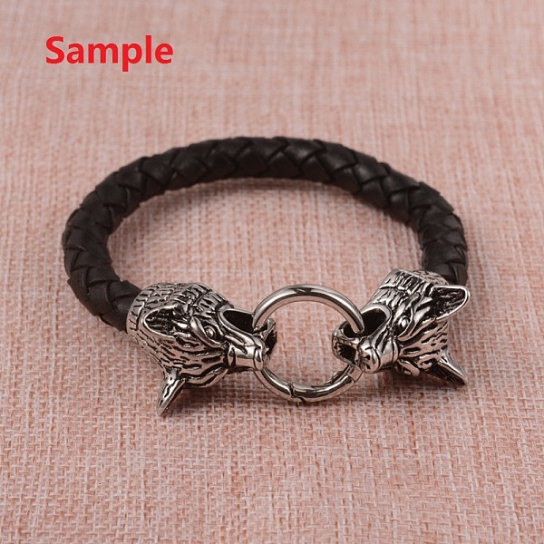 

PandaHall 304 Stainless Steel Cord Ends, End Caps, For Leather Cord Bracelets Making, Wolf Head, Antique Silver, 27.5x18x16mm, Hole: 8mm 304...