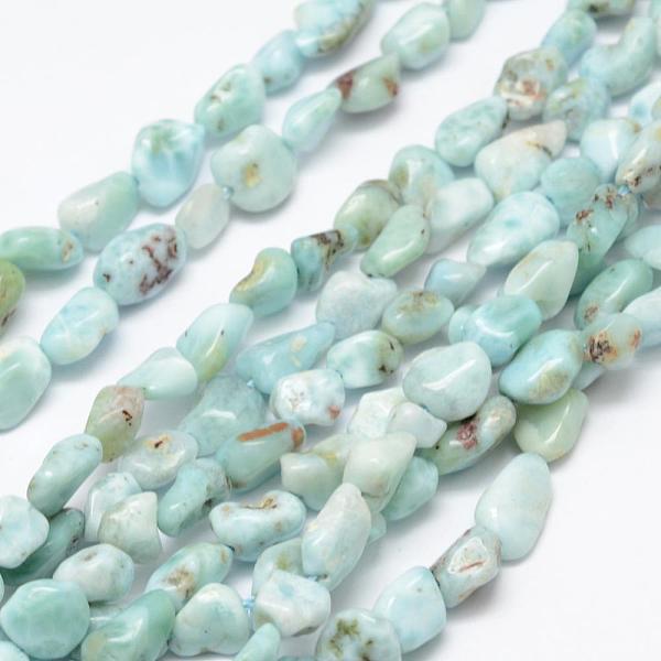 

PandaHall Natural Larimar Beads Strands, Tumbled Stone, Nuggets, 6~8x4~6mm, Hole: 1mm, 15.3 inch(39cm) Larimar Nuggets Green