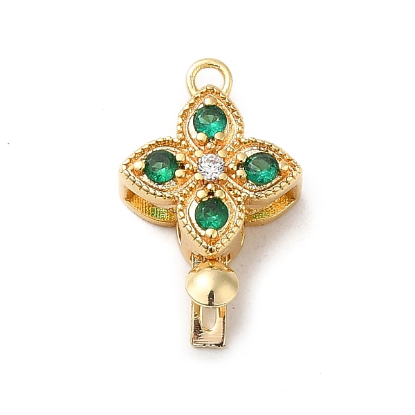 

PandaHall Brass Micro Pave Cubic Zirconia Box Clasps, Real 18K Gold Plated, Flower, Sea Green, 17x10.7x5mm, Hole: 1.4mm Brass+Cubic Zirconia...
