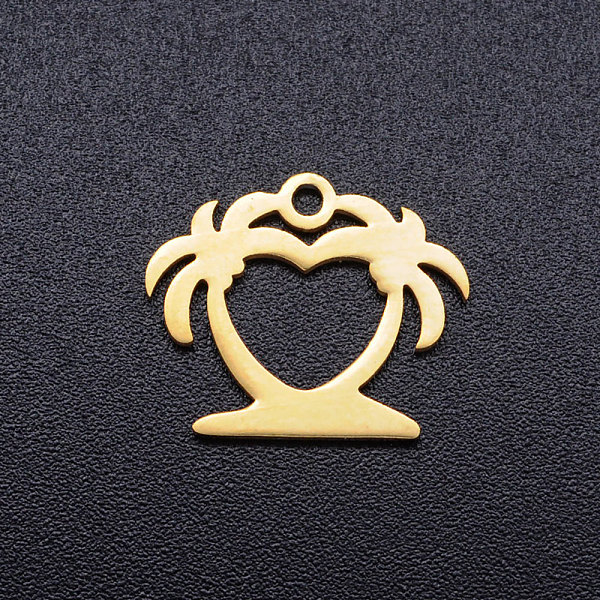 

PandaHall 201 Stainless Steel Hollow Charms, Coconut Tree, Golden, 12.5x15x1mm, Hole: 1.5mm 201 Stainless Steel Tree