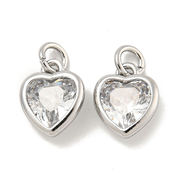 

PandaHall Brass Micro Pave Clear Cubic Zirconia Pendants, Heart, with Jump Ring, Platinum, 9x7x3mm, Hole: 3mm Brass+Cubic Zirconia+Shell...
