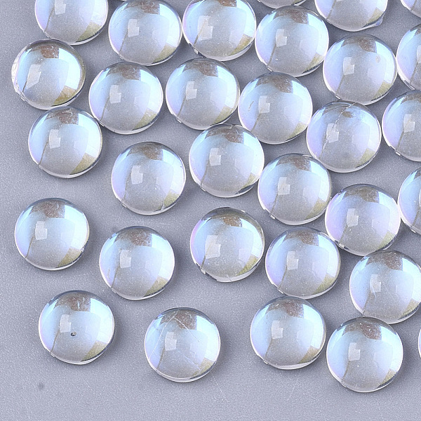 

PandaHall Transparent Glass Cabochons, AB Color Plated, Half Round/Dome, Clear AB, 6x3mm Glass Flat Round White
