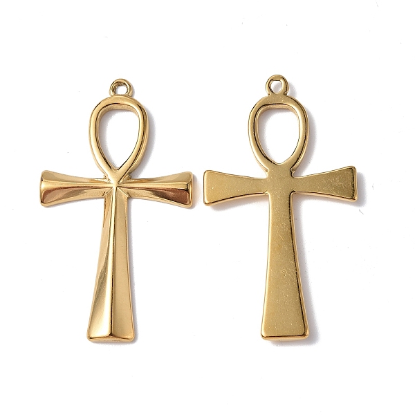 

PandaHall Ion Plating(IP) 304 Stainless Steel Pendants, Ankh Cross Charm, Real 18K Gold Plated, 45.5x25x3mm, Hole: 1.8mm 304 Stainless Steel...