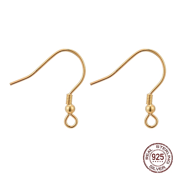 

PandaHall 925 Sterling Silver Earring Hooks, Golden, 17x2.5x19mm, Hole: 1.5mm, 21 Gauge, Pin: 0.7mm Sterling Silver