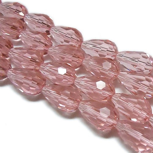 

PandaHall Glass Beads Strands, Faceted, Drop, Indian Red, 12x8mm, Hole: 1mm, about 56~58pcs/strand, 25~27 inch Glass Teardrop