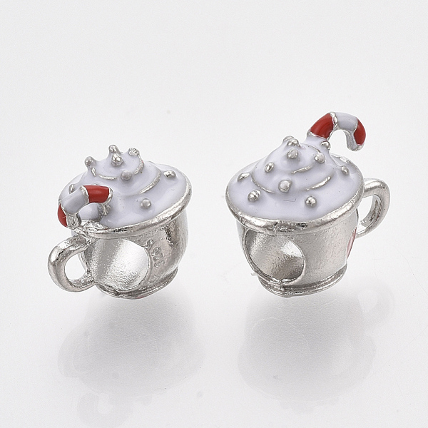 

PandaHall Alloy European Beads, with White Enamel, Large Hole Beads, Ice Cream, Platinum, 11x12x9.5mm, Hole: 4.5mm Alloy+Enamel Food White