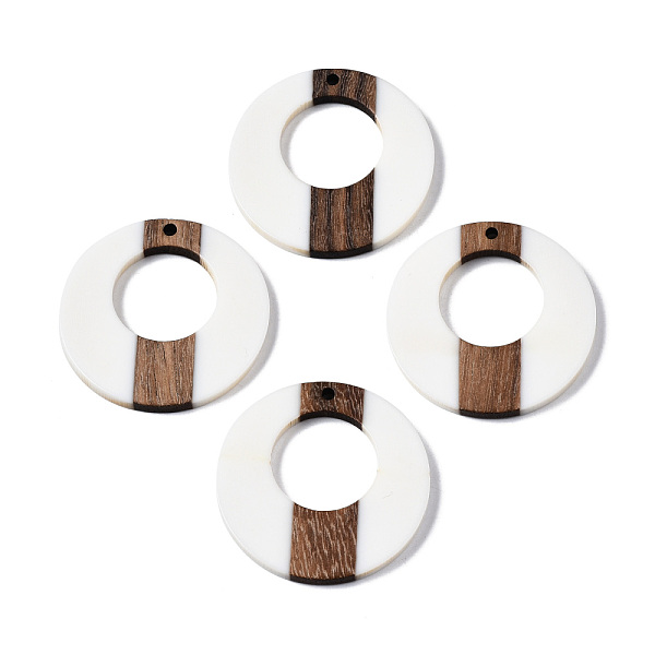 

PandaHall Opaque Resin & Walnut Wood Pendants, Two Tone, Donut, White, 35x3mm, Hole: 2mm Resin+Wood Donut White