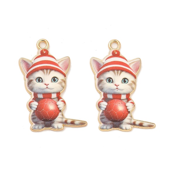 

PandaHall Christmas Alloy Enamel Pendants, Long-Lasting Plated, Golden, Cat Charm, Red, 31x21x1.5mm, Hole: 2mm Alloy+Enamel Cat Shape Red