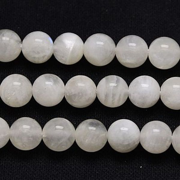 

PandaHall Natural Rainbow Moonstone Beads Strands, Round, White, 8mm, Hole: 1mm Rainbow Moonstone Round White