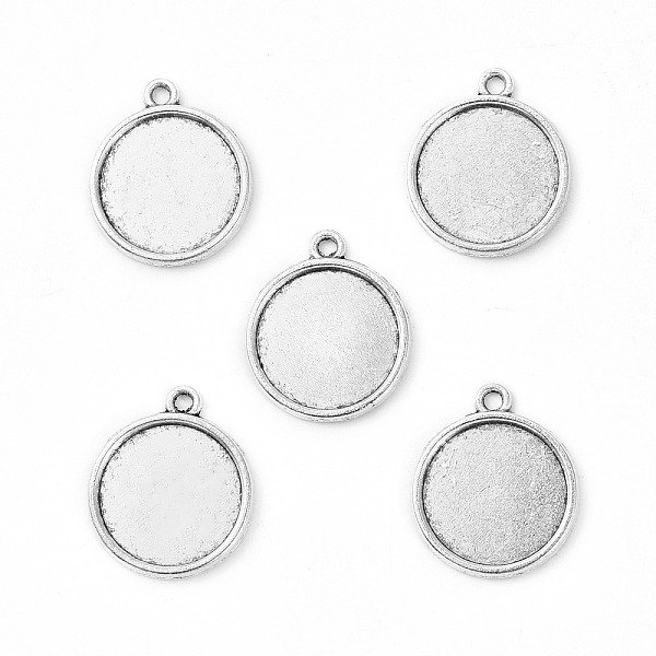 

PandaHall Tibetan Style Antique Silver Alloy Flat Round Pendant Cabochon Settings, Cadmium Free & Lead Free, Tray: 16mm, 22x19x2mm, Hole...