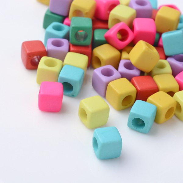 

PandaHall Solid Color Acrylic European Beads, Cube Large Hole Beads, Mixed Color, 7x7x7mm, Hole: 4mm, about 1900pcs/500g Acrylic Cube..., Multicolor