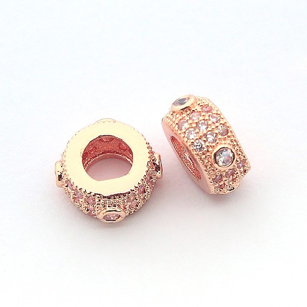 

PandaHall Brass Micro Pave Cubic Zirconia Flat Round Spacer Beads, Cadmium Free & Nickel Free & Lead Free, Mixed Color, 8x4mm, Hole: 3.5mm...