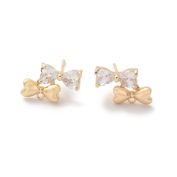 Boucles d'oreilles à tige en laiton et zircone cubique transparente pour femmes