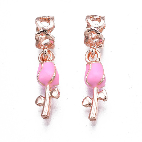 

PandaHall Rack Plating Alloy Enamel European Dangle Charms, Large Hole Pendants, Cadmium Free & Nickel Free & Lead Free, Rose Gold, Flower...