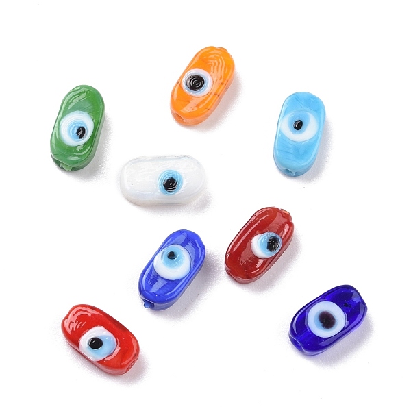 

PandaHall Normal Lampwork Beads, Oval, Mixed Color, 13.5~14x7.5x5.5mm, Hole: 1mm Lampwork Oval Multicolor