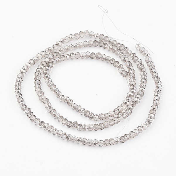 

PandaHall Electroplate Glass Bead Strands, Pearl Luster Plated, Faceted, Rondelle, Light Grey, 3x2mm, Hole: 1mm: about 165~169pcs/strand..., Gray