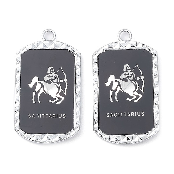 

PandaHall Alloy Twelve Constellations Series Big Pendants, Lead Free & Cadmium Free, with Acrylic, Rectangle, Sagittarius, 50x28x3.5mm, Hole..., Black