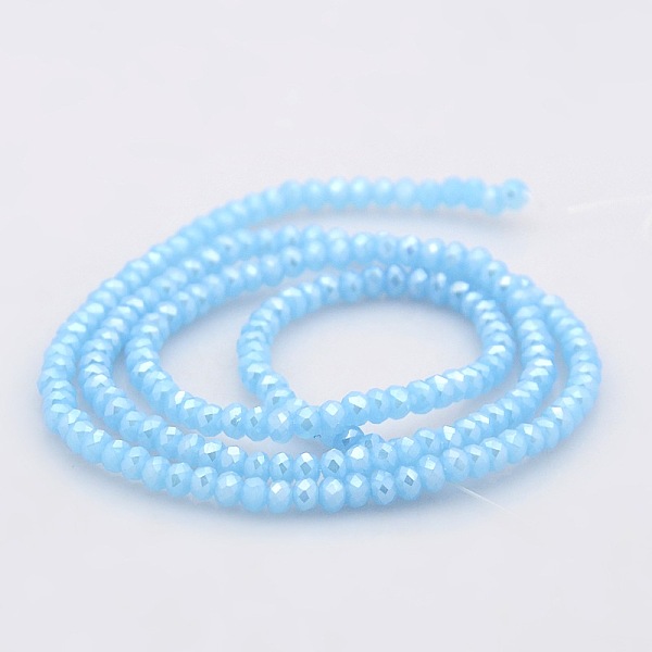 

PandaHall AB Color Plated Faceted Rondelle Glass Beads Strands, Light Sky Blue, 3x2mm, Hole: 1mm, about 198pcs/strand, 15.7 inch Glass...