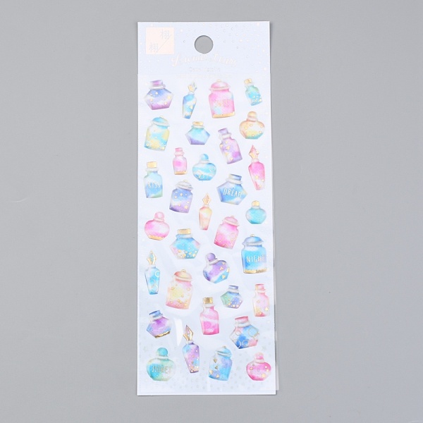 

PandaHall Epoxy Resin Sticker, for Scrapbooking, Travel Diary Craft, Bottle Pattern, 1.25~2.1x0.7~1.6cm Epoxy Resin Bottle