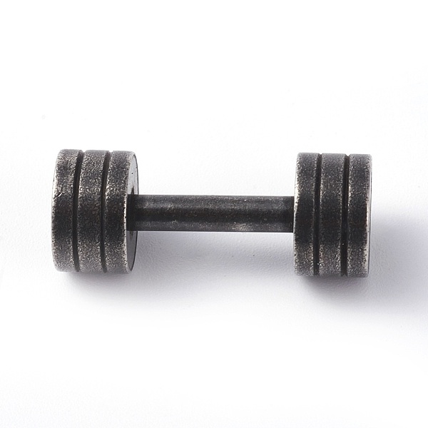 

PandaHall 304 Stainless Steel Beads, Sports Beads, Dumbbell, Antique Silver, 25.5x10mm, Hole: 2mm 304 Stainless Steel Sports