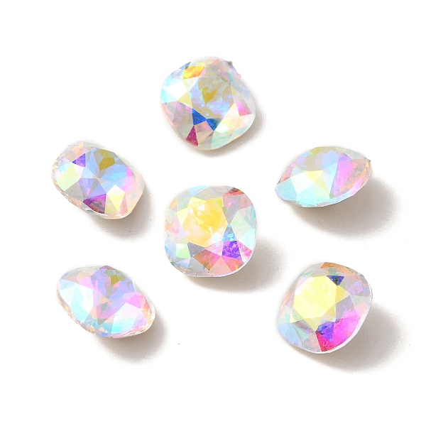 

PandaHall K9 Glass Rhinestone Cabochons, Pointed Back & Back Plated, Faceted, Square, Crystal AB, 10x10x6mm Glass Rhinestone Square Clear