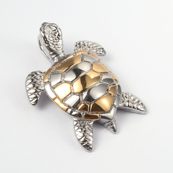 

PandaHall 316 Surgical Stainless Steel Pendants, Tortoise, Golden & Stainless Steel Color, 45x34x10mm, Hole: 5x9mm 316 Surgical Stainless...